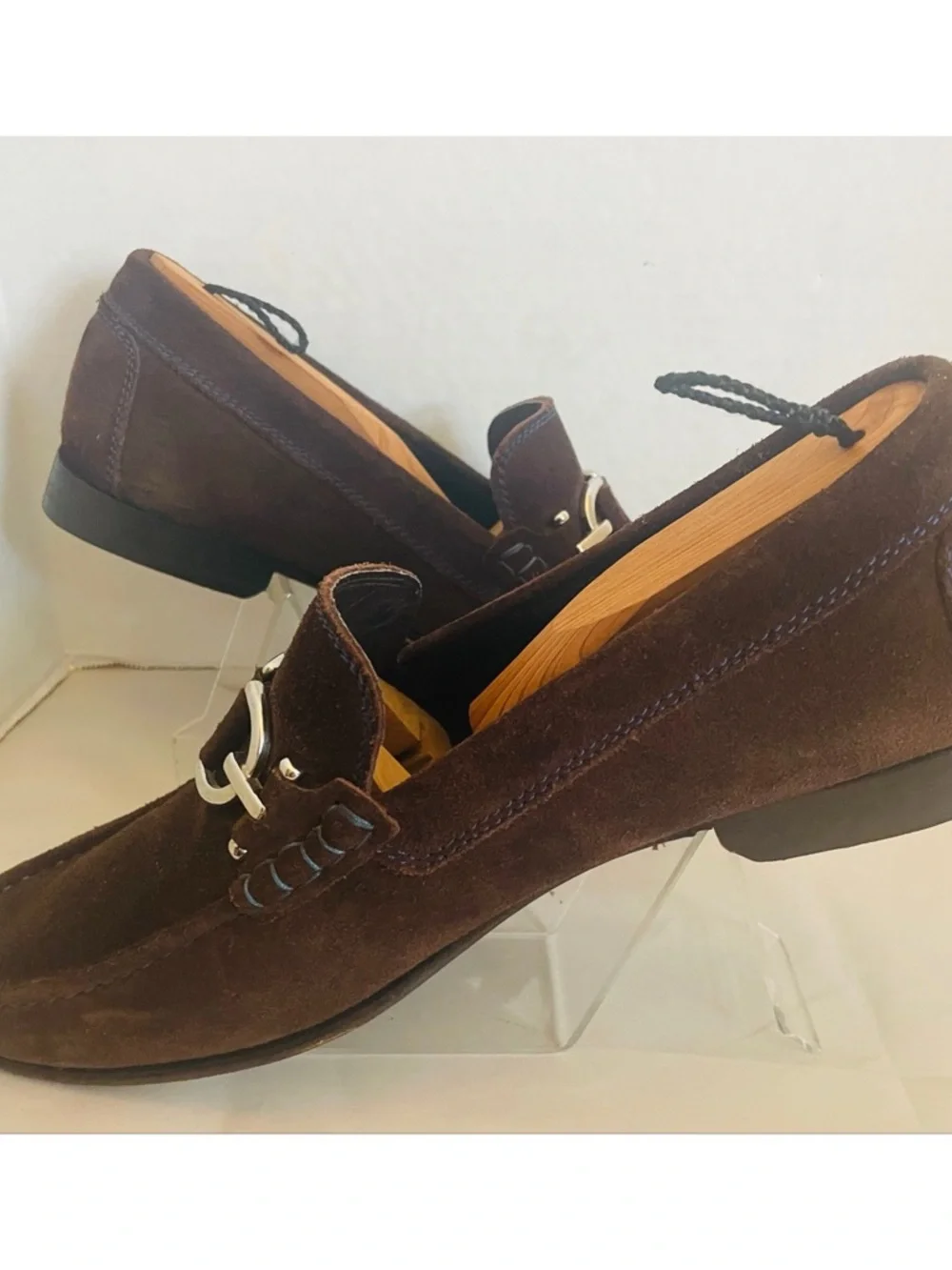 Donald J. Pliner Men's Dark Brown Suede Bit Loafers Size 10M - Picture 8 of 13